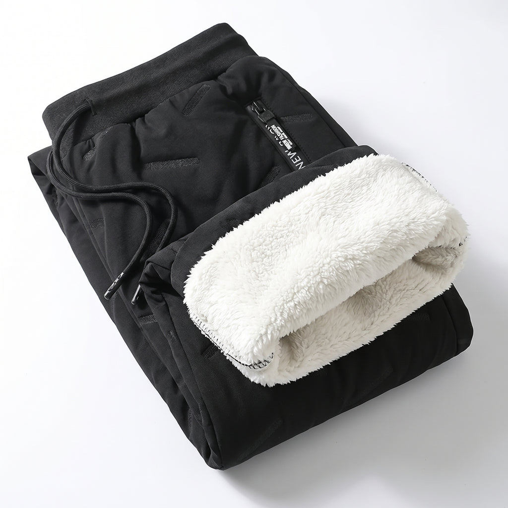 Men’s Winter Fleece-Lined Thermal Sweatpants – Thick, Warm & Windproof