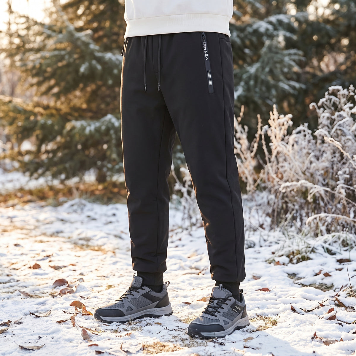 Men’s Winter Fleece-Lined Thermal Sweatpants – Thick, Warm & Windproof