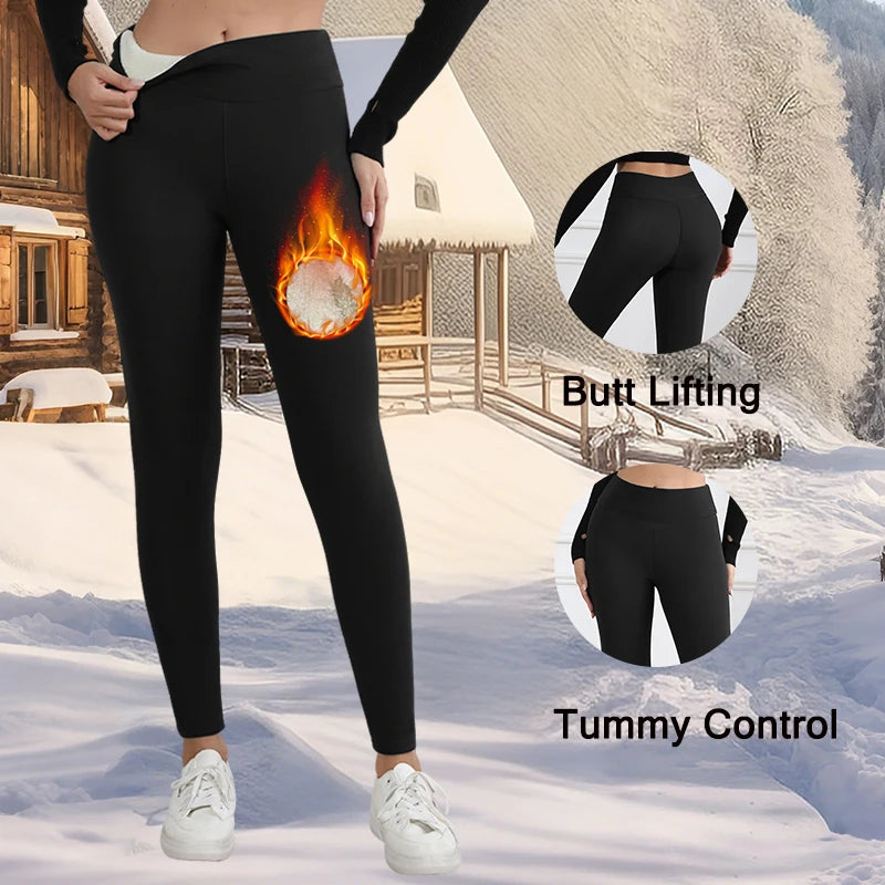 Women’s High-Waist Fleece-Lined Winter Leggings – Warm & Stretchy
