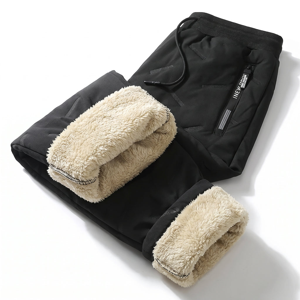 Men’s Winter Fleece-Lined Thermal Sweatpants – Thick, Warm & Windproof